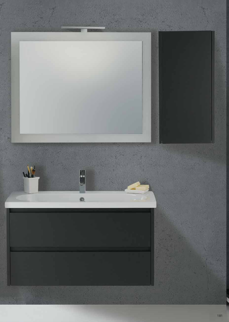 Kit Mobile sotto lavabo Oslo da bagno in truciolare con specchio e luc
